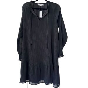NWT Ann Taylor Loft Pleated Black Long Sleeve Sheath Dress size M